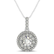 Bids.com 14k White Gold Diamond Halo Round Shape Pendant (1 1/4 cttw) Necklaces