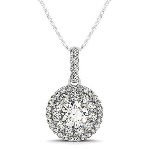 Bids.com 14k White Gold Diamond Halo Round Shape Pendant (1 1/4 cttw) Necklaces