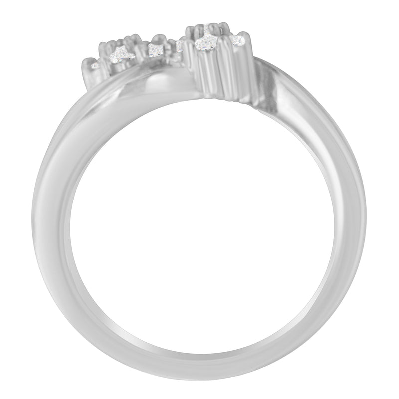 Bids.com 14K White Gold Round and Baguette Diamond Bypass Ring (1/2 cttw, H-I Color, I1-I2 Clarity) - Ring Size 6 Rings
