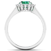 Bids.com 1.87 Carat Genuine Zambian Emerald  and White Diamond 14K White Gold Ring Rings