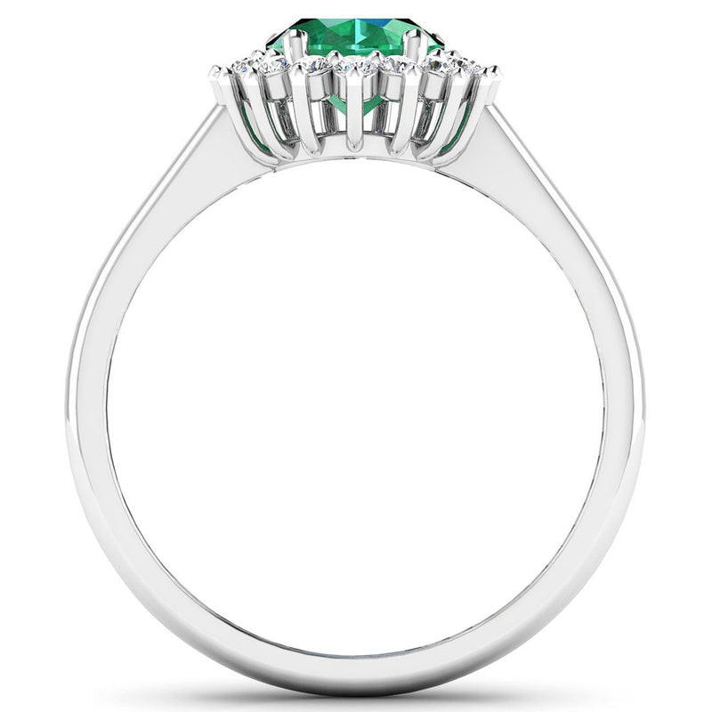 Bids.com 1.87 Carat Genuine Zambian Emerald  and White Diamond 14K White Gold Ring Rings