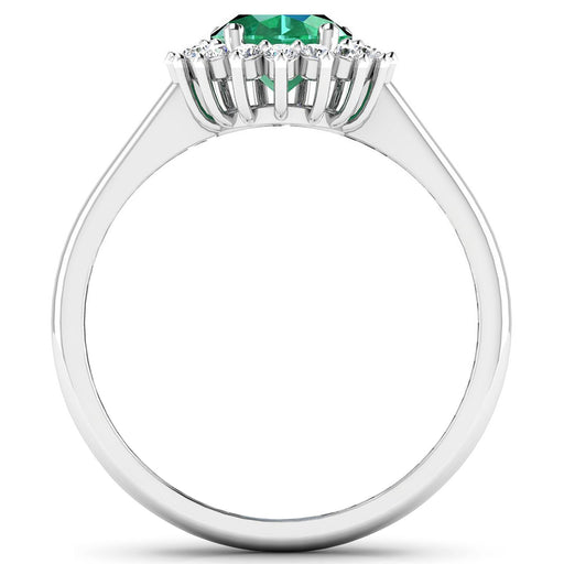 Bids.com 1.87 Carat Genuine Zambian Emerald  and White Diamond 14K White Gold Ring Rings