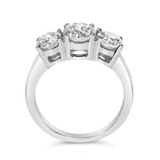 Bids.com 14K White Gold 2.00 Cttw Lab Grown Diamond 3 Stone Ring Band (F-G Color, VS1-VS2 Clarity) - Ring Size 7 Rings