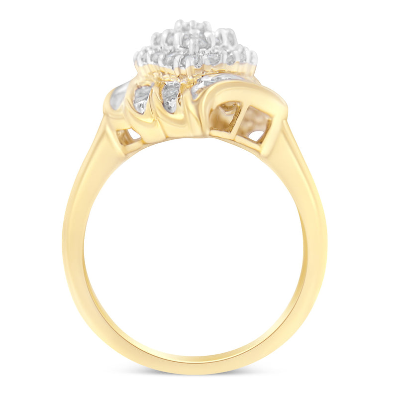Bids.com 10K Yellow Gold Diamond Cocktail Ring (3/4 Cttw, I-J Color, I2-I3 Clarity) - Size 8 Rings
