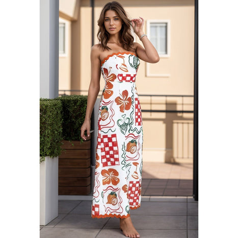 Printed Tube Maxi Dress