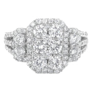 Bids.com 14K White Gold 2 1/4 Cttw Diamond Cocktail Cluster Ring (G-H Color, SI2-I1 Clarity) - Size 7 Rings