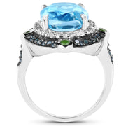 Bids.com 5.84 Carat Genuine Multi Stones .925 Sterling Silver Ring Rings