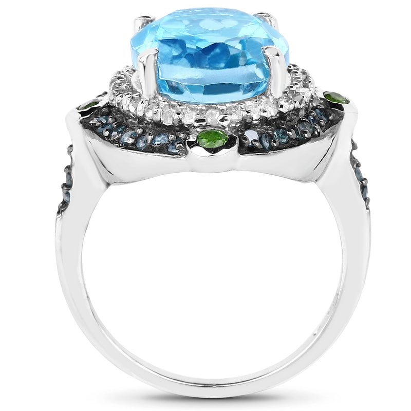 Bids.com 5.84 Carat Genuine Multi Stones .925 Sterling Silver Ring Rings
