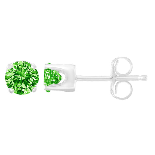 Bids.com .925 Sterling Silver 1/5 Cttw Round Brilliant-Cut Green Diamond Classic 4-Prong Stud Earrings (Fancy Color-Enhanced, I2-I3 Clarity) Earrings