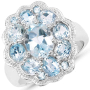 Bids.com 6.64 Carat Genuine Blue Topaz .925 Sterling Silver Ring Rings