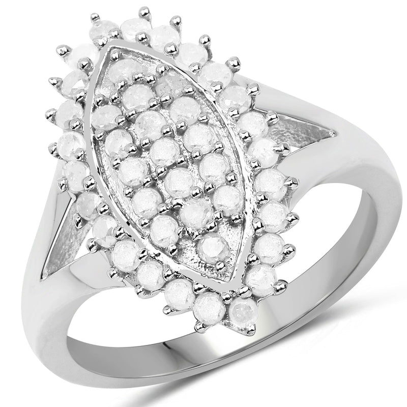 Bids.com 0.62 Carat Genuine White Diamond .925 Sterling Silver Ring Rings