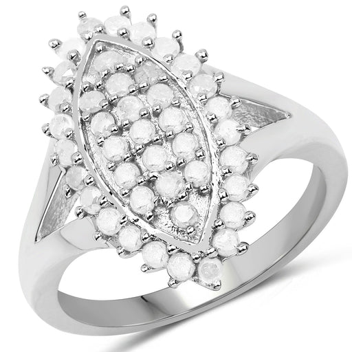 Bids.com 0.62 Carat Genuine White Diamond .925 Sterling Silver Ring Rings