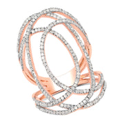 Bids.com 14K Rose Gold Plated 0.73 Carat Genuine White Diamond .925 Sterling Silver Ring Rings