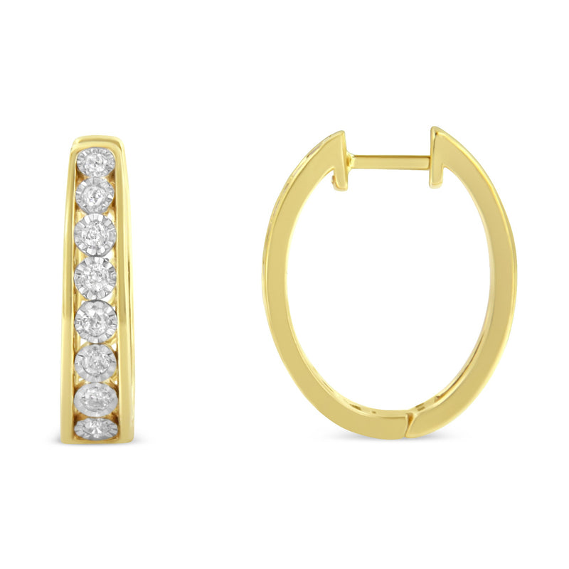 Bids.com 10KT Yellow and White Gold Diamond Hoop Earring (1/2 cttw, J-K Color, I2-I3 Clarity) Earrings