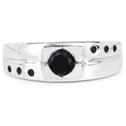 Bids.com 0.56 Carat Genuine Black Diamond .925 Sterling Silver Ring Rings
