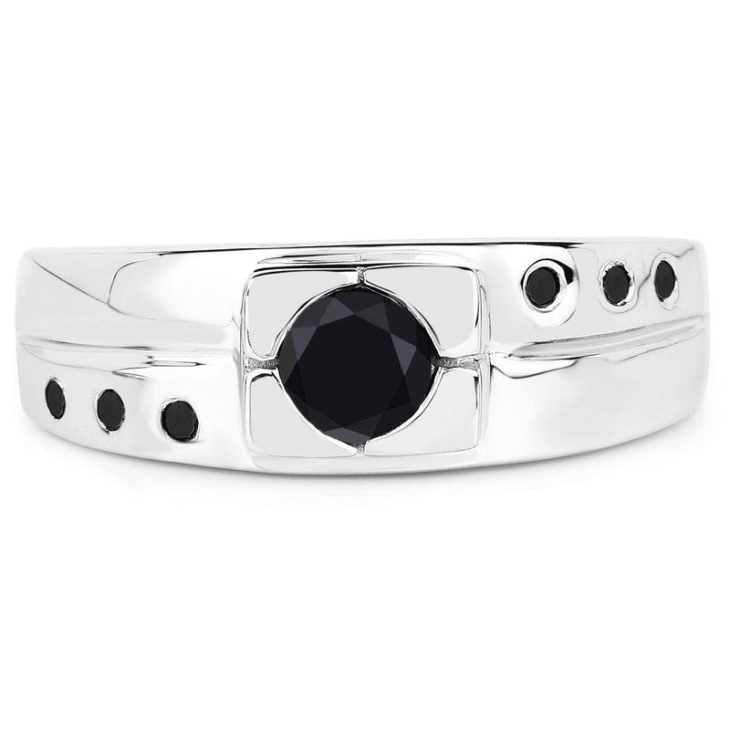 Bids.com 0.56 Carat Genuine Black Diamond .925 Sterling Silver Ring Rings