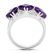 Bids.com 3.09 Carat Genuine Amethyst and White Topaz .925 Sterling Silver Ring Rings