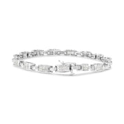 Bids.com 14K White Gold 2.0 Cttw Princess Cut Invisible Set Diamond Rectangular Link Bracelet (I-J Color, I1-I2 Clarity) - 7.25" Bracelets