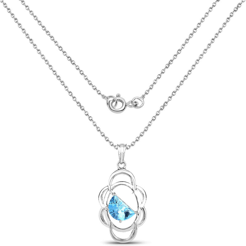 Bids.com 4.60 Carat Genuine Swiss Blue Topaz .925 Sterling Silver Pendant Pendants
