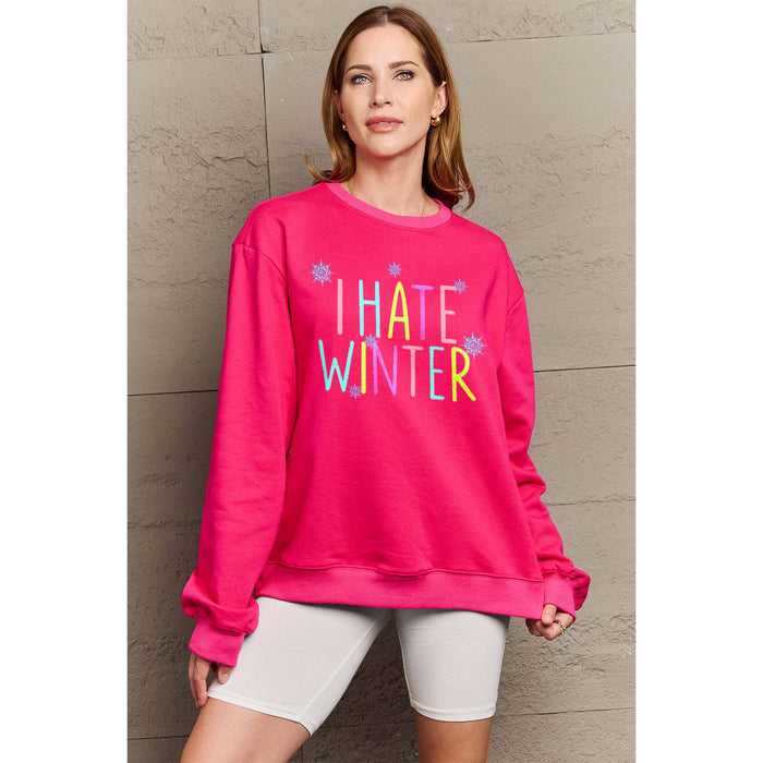 Simply Love I HATE WINTER Dropped Shoulder Sweatshirt