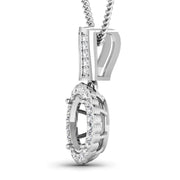 Bids.com 0.22 Carat Genuine White Diamond 14K White Gold Semi Mount Pendant - holds 9x7mm Oval Gemstone Pendants