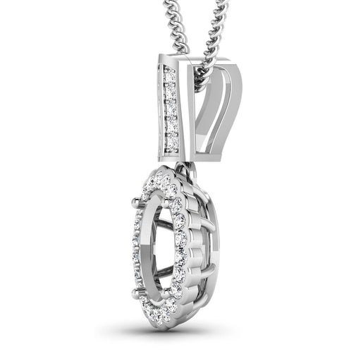 Bids.com 0.22 Carat Genuine White Diamond 14K White Gold Semi Mount Pendant - holds 9x7mm Oval Gemstone Pendants