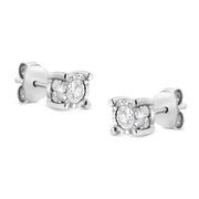 Bids.com .925 Sterling Silver 1.0 Cttw Round Brilliant-Cut Diamond Miracle-Set Solitaire Stud Earrings (H-I Color, I2-I3 Clarity) Earrings