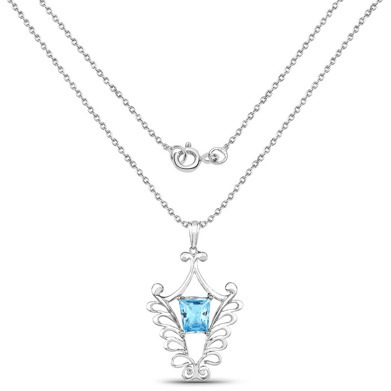 Bids.com 5.68 Carat Genuine Swiss Blue Topaz .925 Sterling Silver Pendant Pendants