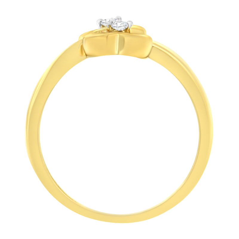 Bids.com 14KT Yellow Gold 1/20 ctw. Dual Heart Diamond Ring (K-L, I1-I2) - Size 7 Rings