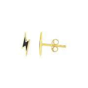 Bids.com 14k Yellow Gold and Enamel Black Lightning Bolt Stud Earrings Earrings