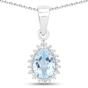 Bids.com 2.00 Carat Genuine Blue Topaz and White Topaz .925 Sterling Silver Jewelry Set Jewelry Sets