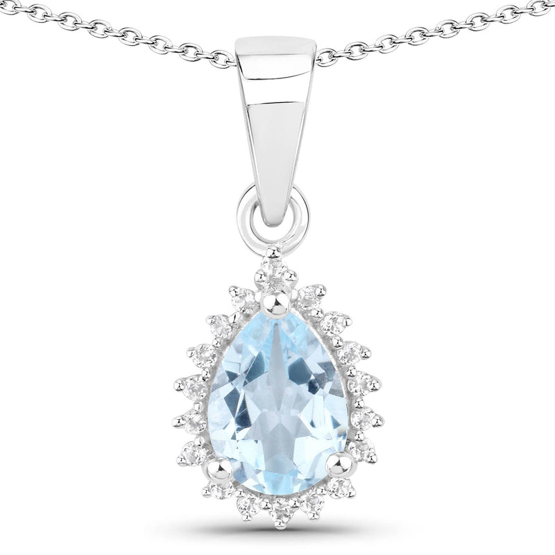Bids.com 2.00 Carat Genuine Blue Topaz and White Topaz .925 Sterling Silver Jewelry Set Jewelry Sets