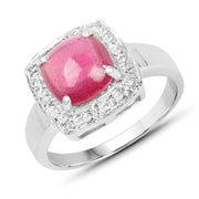 Bids.com 3.31 Carat Glass Filled Ruby and White Topaz .925 Sterling Silver Ring Rings
