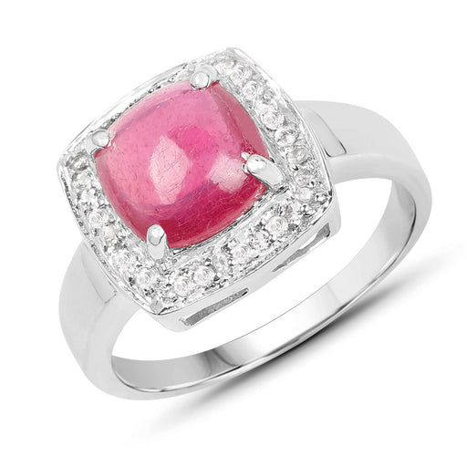 Bids.com 3.31 Carat Glass Filled Ruby and White Topaz .925 Sterling Silver Ring Rings