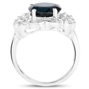 Bids.com 5.11 Carat Genuine London Blue Topaz and White Diamond .925 Sterling Silver Ring Rings