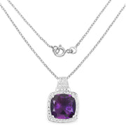 Bids.com 5.85 Carat Genuine Amethyst .925 Sterling Silver Pendant Pendants