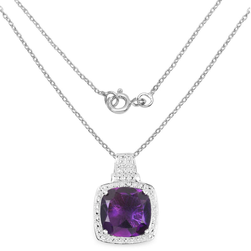 Bids.com 5.85 Carat Genuine Amethyst .925 Sterling Silver Pendant Pendants