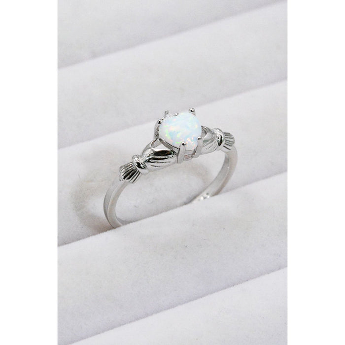 925 Sterling Silver Heart Opal Ring