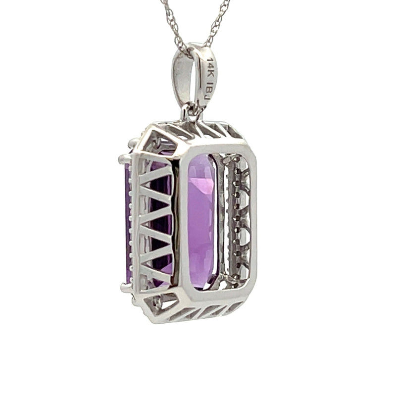 Bids.com Amethyst Diamond Fashion Pendants 14KT White Gold Pendants