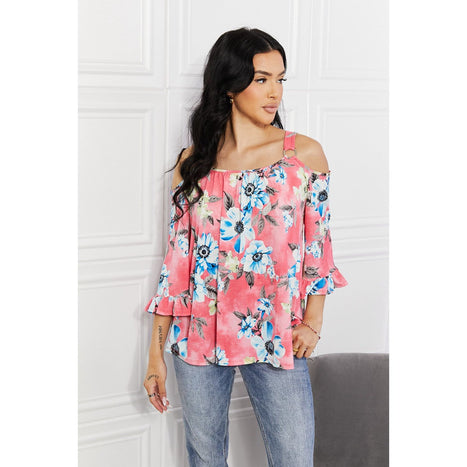 Sew In Love Fresh Take  Floral Cold-Shoulder Top