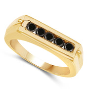 Bids.com 14K Yellow Gold Plated 0.50 Carat Genuine Black Diamond .925 Sterling Silver Ring Rings
