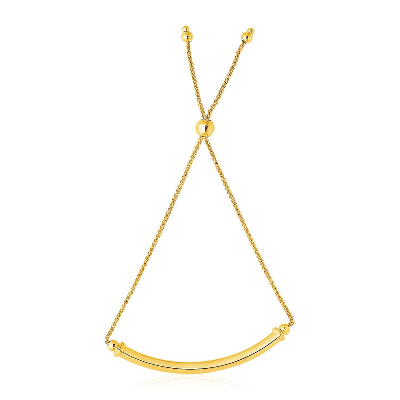 Bids.com 14k Yellow Gold Lariat Bracelet with Polished Curved Bar Bracelets