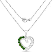 Bids.com 14K White Gold Plated 0.84 Carat Genuine Chrome Diopside .925 Sterling Silver Pendant Pendants
