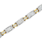 Bids.com 14K Two-Tone Gold Princess and Baguette-Cut Diamond Link Bracelet (3.00 cttw, H-I Color, SI1-SI2 Clarity) Bracelets