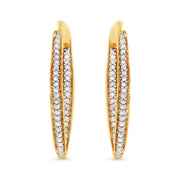 Bids.com 10K Yellow Gold 1/2 Cttw Round-Cut Diamond Modern Hoop Earrings (I-J Color, I2-I3 Clarity) Earrings