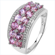 Bids.com 2.00 Carat Genuine Pink Sapphire & White Topaz .925 Sterling Silver Ring Rings
