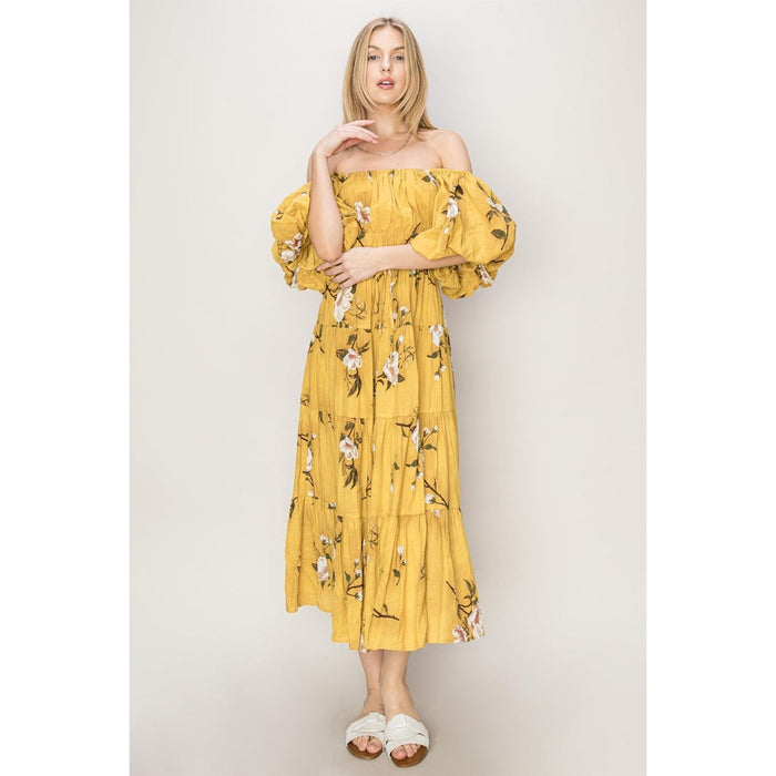 HYFVE Floral Puff Sleeve Tiered Dress