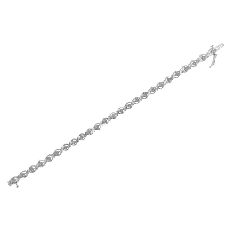 Bids.com Sterling Silver Diamond Cluster Link Bracelet (1 cttw, I-J Color, I2-I3 Clarity) Bracelets
