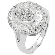 Bids.com 1.08 Carat Genuine White Diamond .925 Sterling Silver Ring Rings