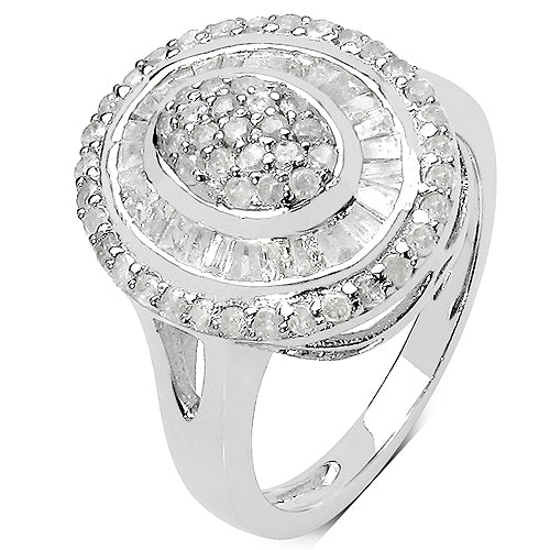 Bids.com 1.08 Carat Genuine White Diamond .925 Sterling Silver Ring Rings